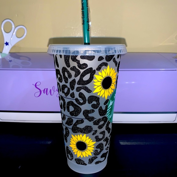 Sunflower cheetah leopard print custom tumbler cup - Picture 4 of 5
